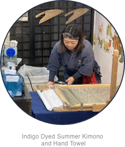 Indigo Dyed Summer Kimono and Hand Towel