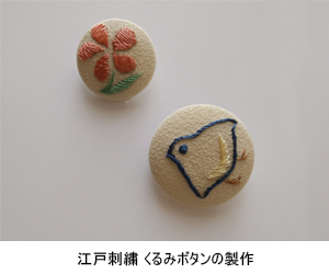江戸刺繍 くるみボタンの製作